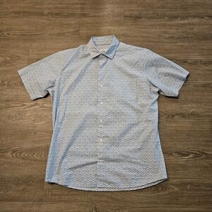 Peter Millar Summer Comfort Shirt Mens Medium Blue Cocktail Print Button Up
